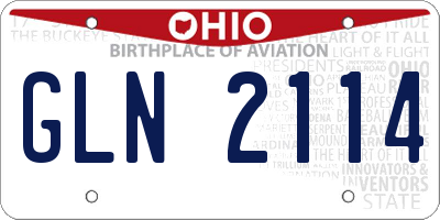 OH license plate GLN2114