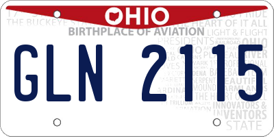 OH license plate GLN2115
