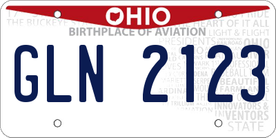 OH license plate GLN2123