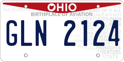 OH license plate GLN2124