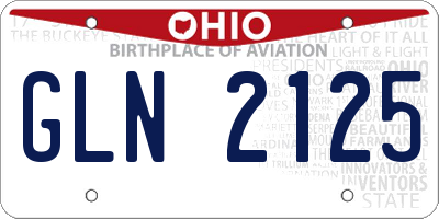 OH license plate GLN2125