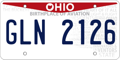 OH license plate GLN2126