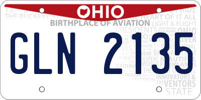 OH license plate GLN2135