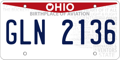OH license plate GLN2136