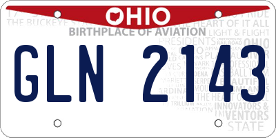 OH license plate GLN2143