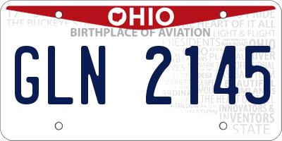 OH license plate GLN2145
