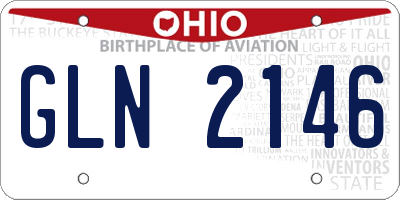 OH license plate GLN2146