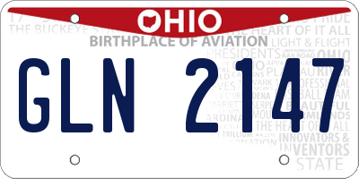 OH license plate GLN2147