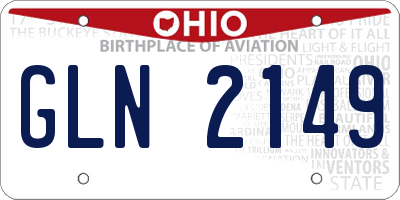 OH license plate GLN2149
