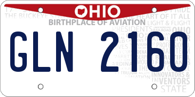 OH license plate GLN2160