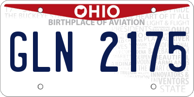 OH license plate GLN2175