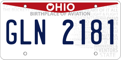 OH license plate GLN2181