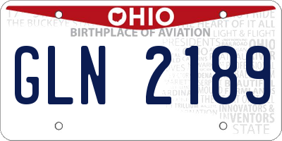 OH license plate GLN2189