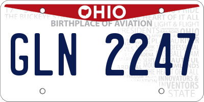 OH license plate GLN2247