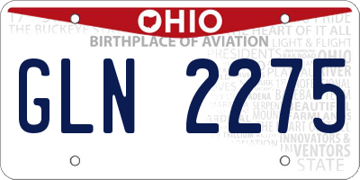 OH license plate GLN2275