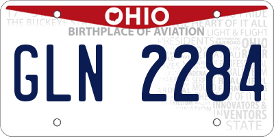 OH license plate GLN2284