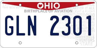OH license plate GLN2301