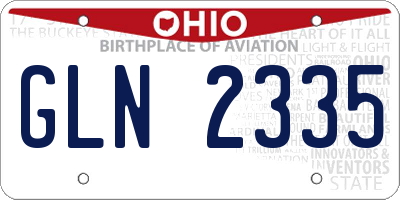 OH license plate GLN2335