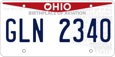 OH license plate GLN2340
