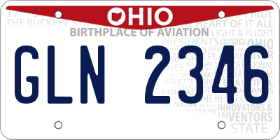 OH license plate GLN2346