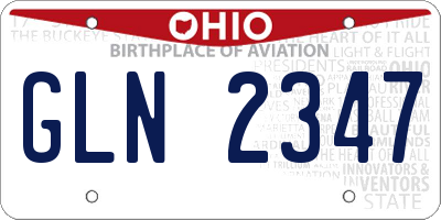 OH license plate GLN2347