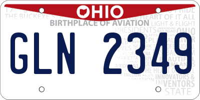 OH license plate GLN2349