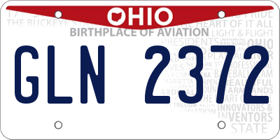 OH license plate GLN2372