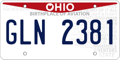 OH license plate GLN2381
