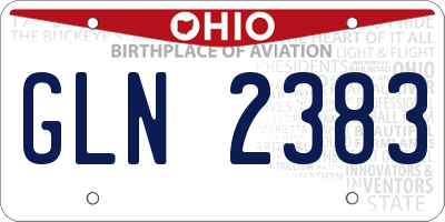 OH license plate GLN2383