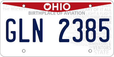 OH license plate GLN2385