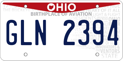 OH license plate GLN2394
