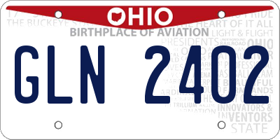OH license plate GLN2402