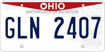 OH license plate GLN2407