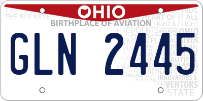 OH license plate GLN2445