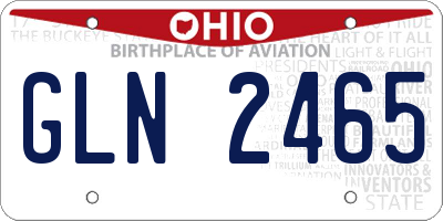 OH license plate GLN2465