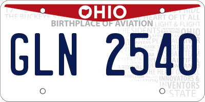 OH license plate GLN2540