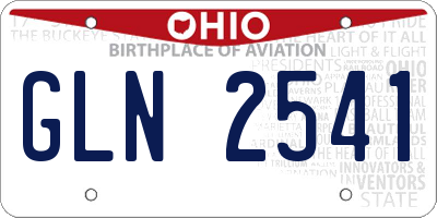 OH license plate GLN2541