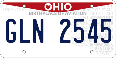 OH license plate GLN2545