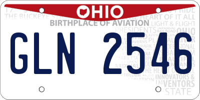 OH license plate GLN2546