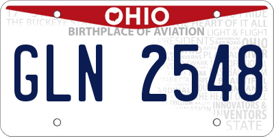 OH license plate GLN2548