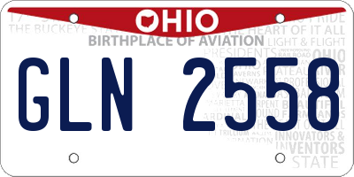 OH license plate GLN2558