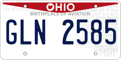 OH license plate GLN2585
