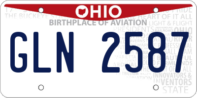 OH license plate GLN2587