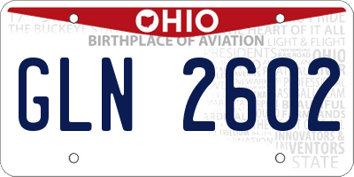 OH license plate GLN2602