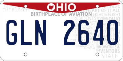 OH license plate GLN2640