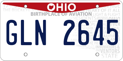 OH license plate GLN2645