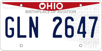 OH license plate GLN2647