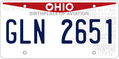 OH license plate GLN2651