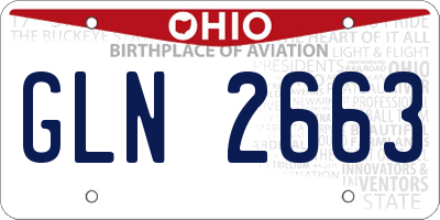 OH license plate GLN2663