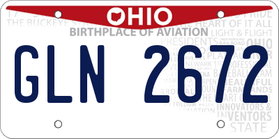 OH license plate GLN2672